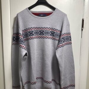 Never Worn Johnnie-O Shetland Holiday Crewneck Sweater Light Gray 100% Wool, XXL